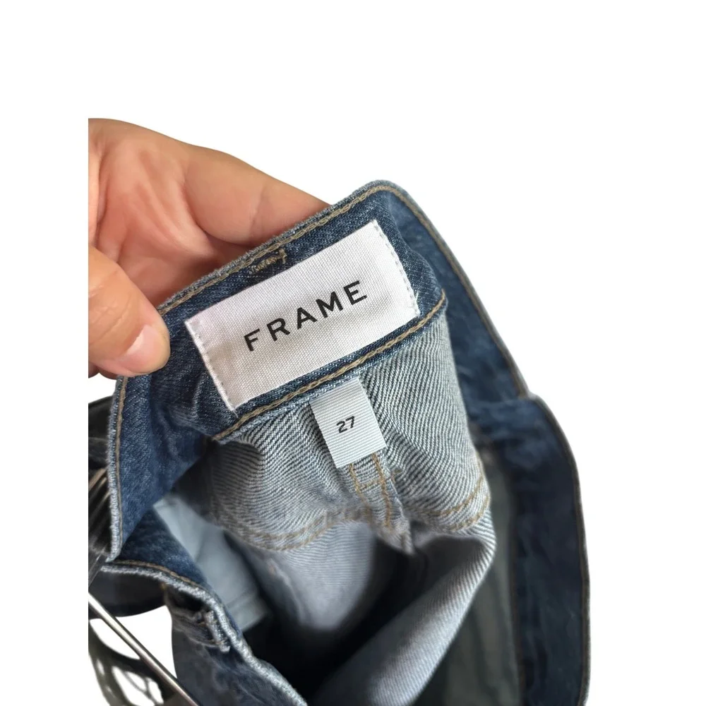 FRAME Denim Shorts Distressed High Rise Button Fly Blue Jean Shorts Size‎ 27